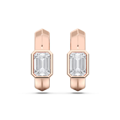 EMERALD BEZEL HOOPS EARRINGS