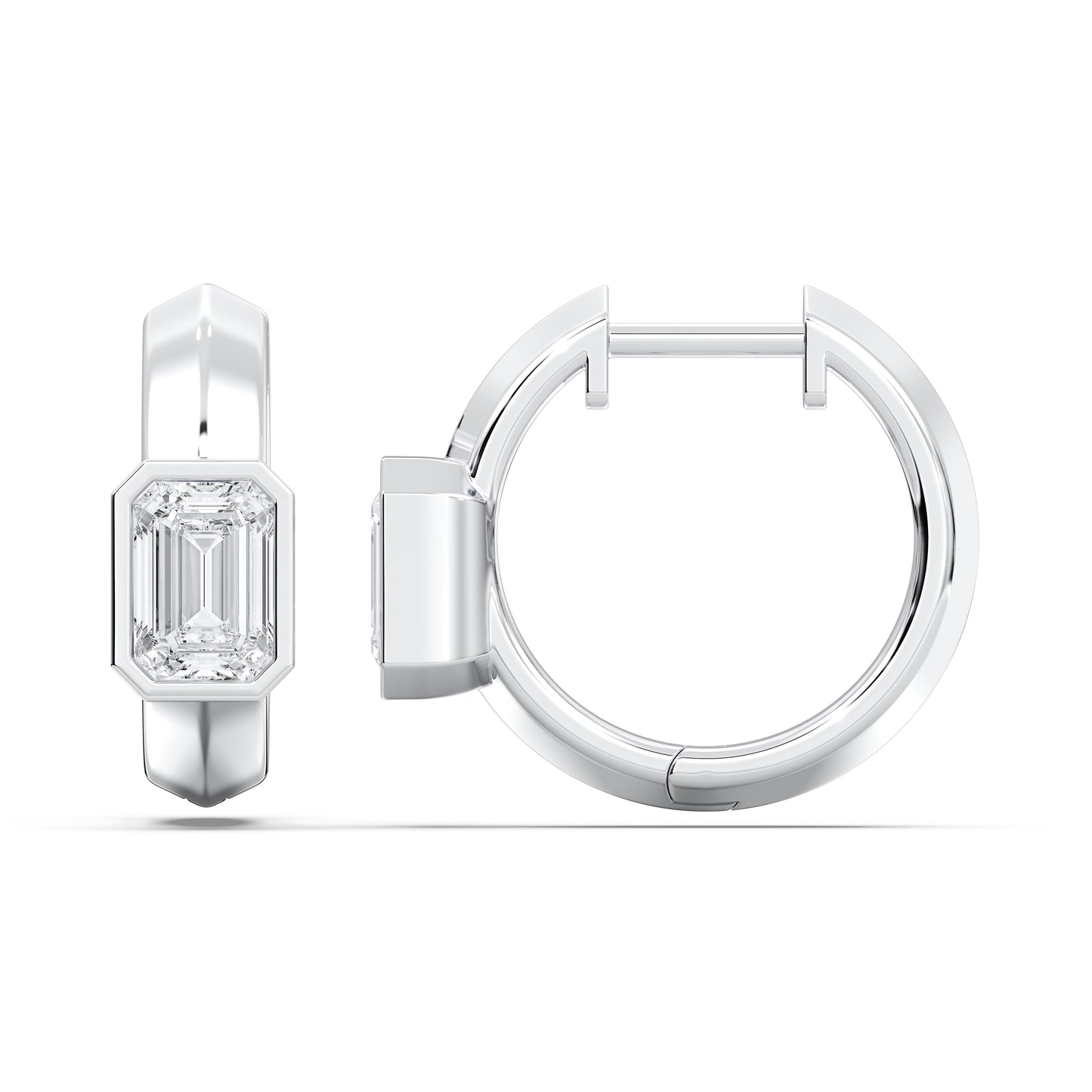 EMERALD BEZEL HOOPS EARRINGS
