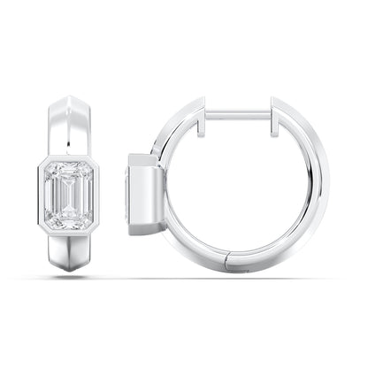 EMERALD BEZEL HOOPS EARRINGS