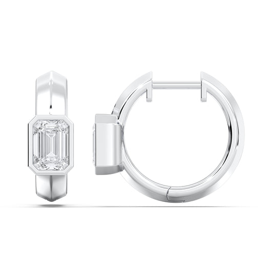 EMERALD BEZEL HOOPS EARRINGS