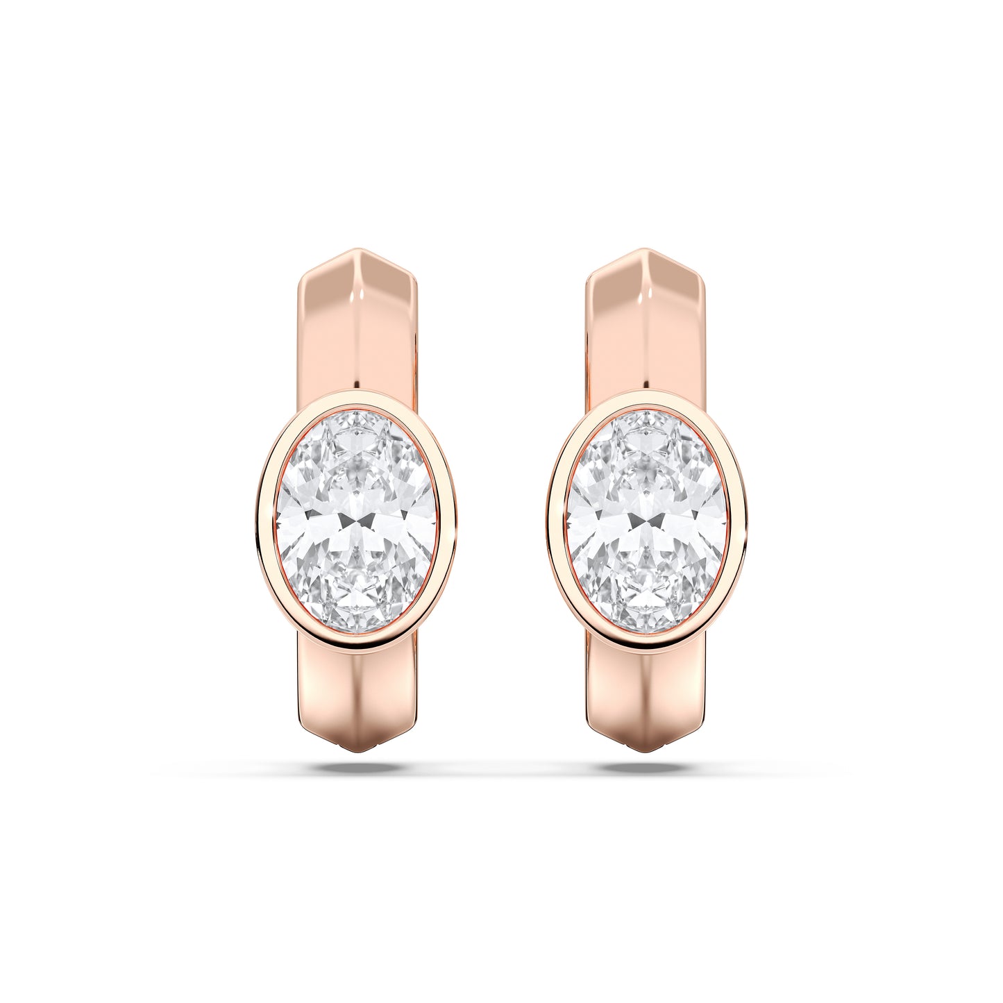OVAL BEZEL HOOPS EARRINGS