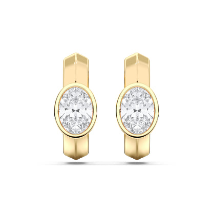 OVAL BEZEL HOOPS EARRINGS