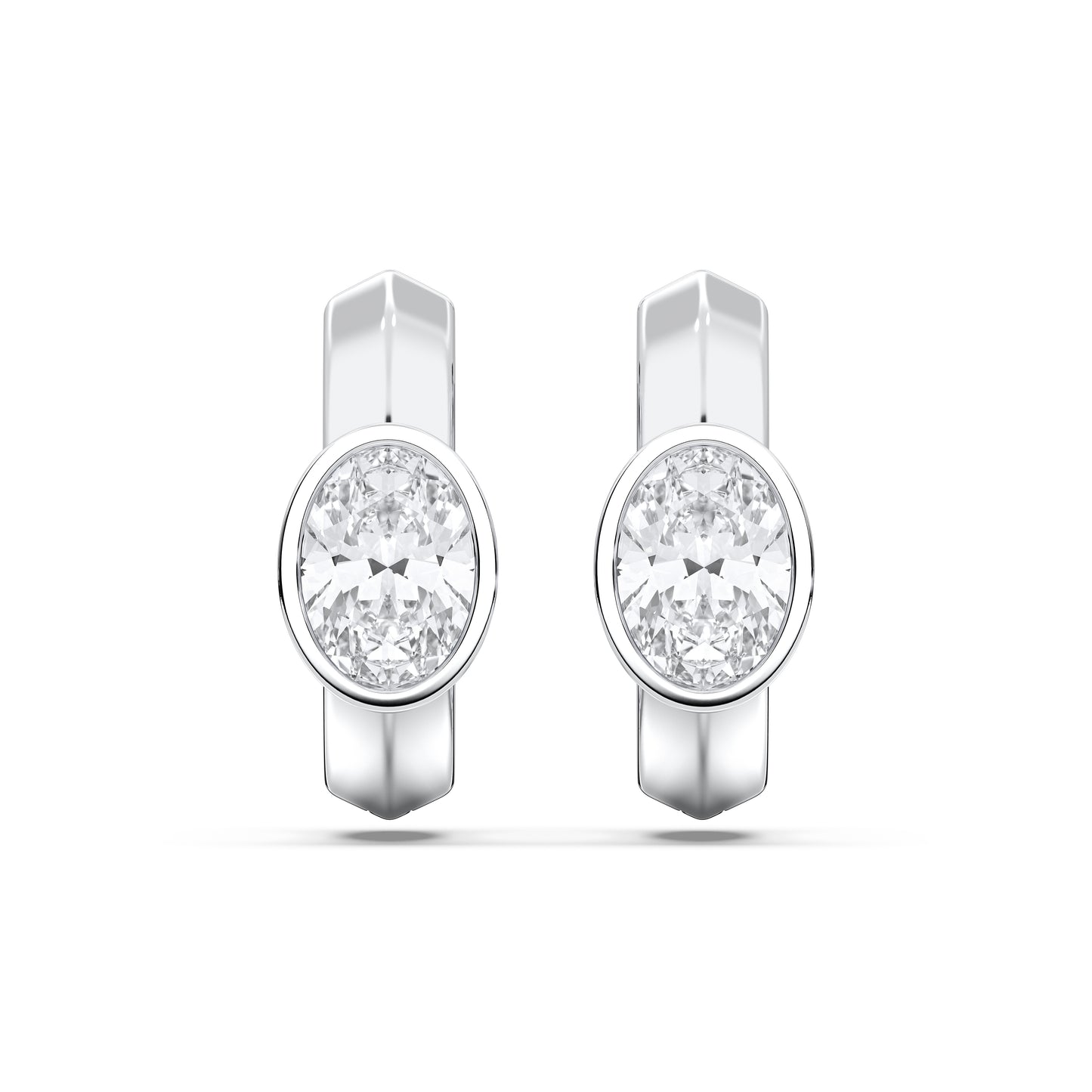 OVAL BEZEL HOOPS EARRINGS