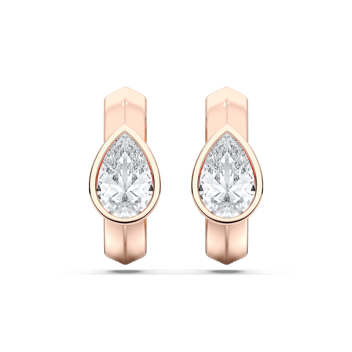 PEAR BEZEL HOOPS EARRINGS