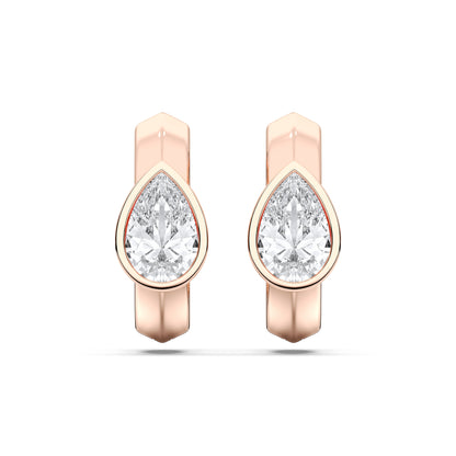 PEAR BEZEL HOOPS EARRINGS