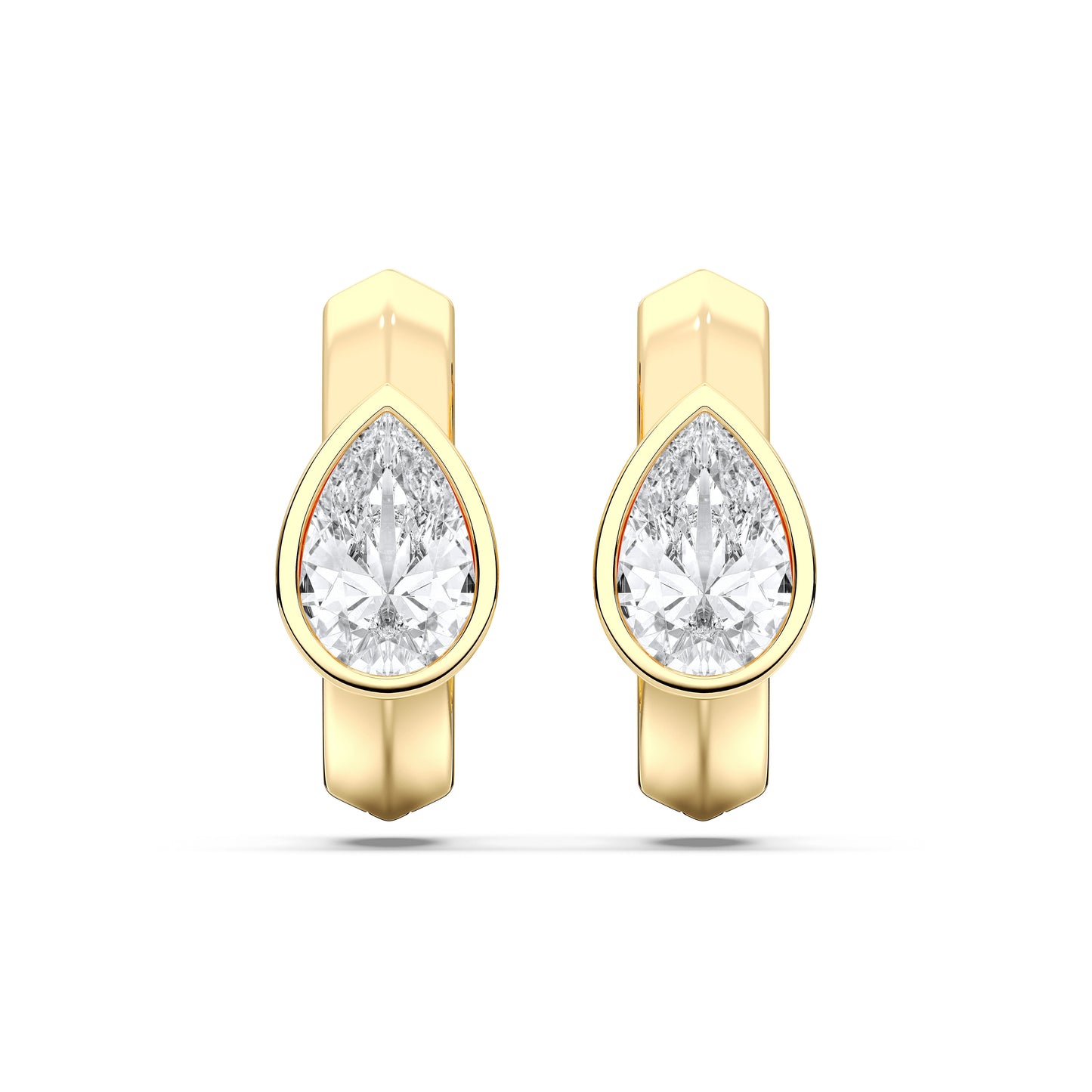 PEAR BEZEL HOOPS EARRINGS