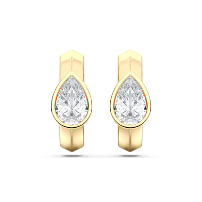 PEAR BEZEL HOOPS EARRINGS