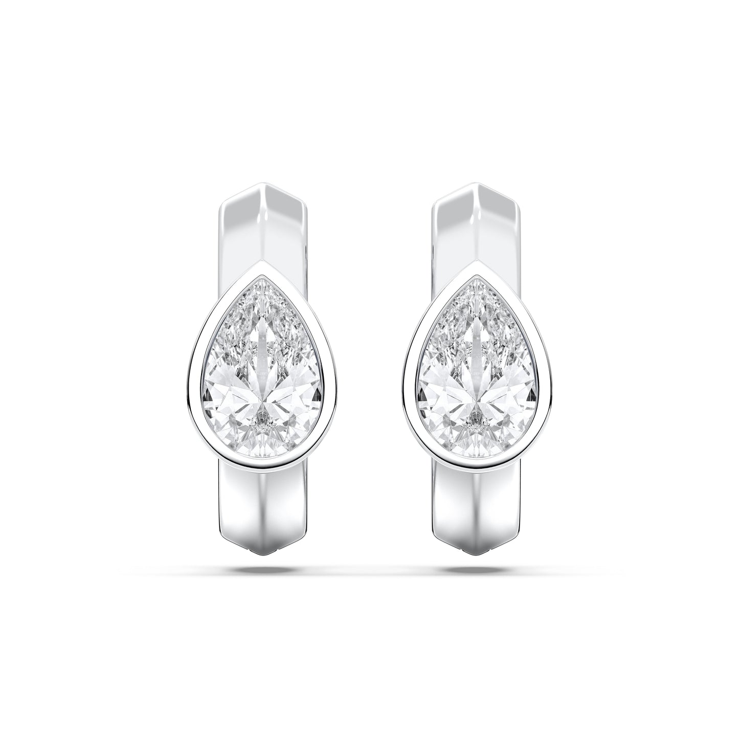 PEAR BEZEL HOOPS EARRINGS