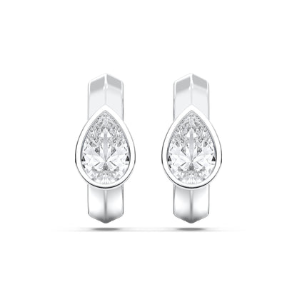 PEAR BEZEL HOOPS EARRINGS