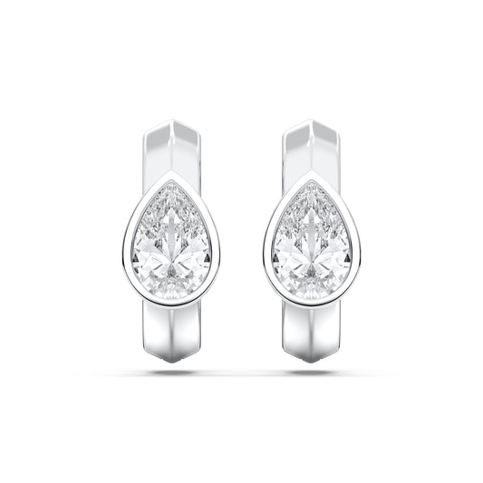 PEAR BEZEL HOOPS EARRINGS