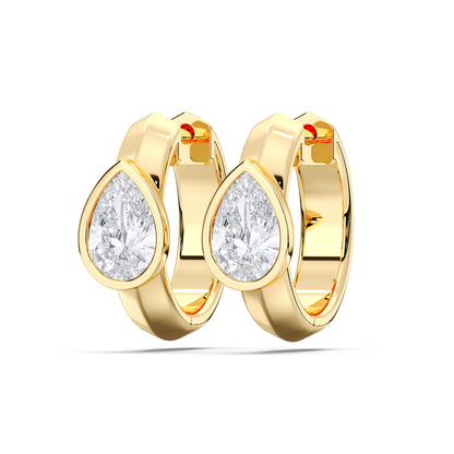 PEAR BEZEL HOOPS EARRINGS