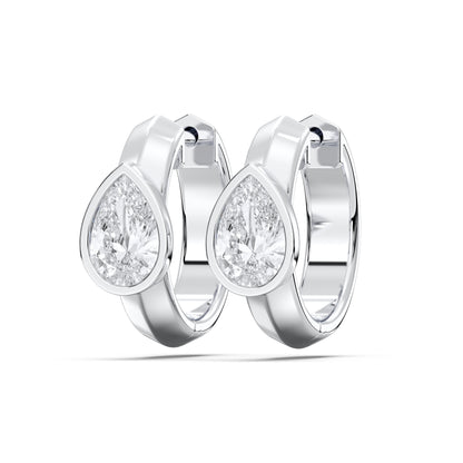 PEAR BEZEL HOOPS EARRINGS