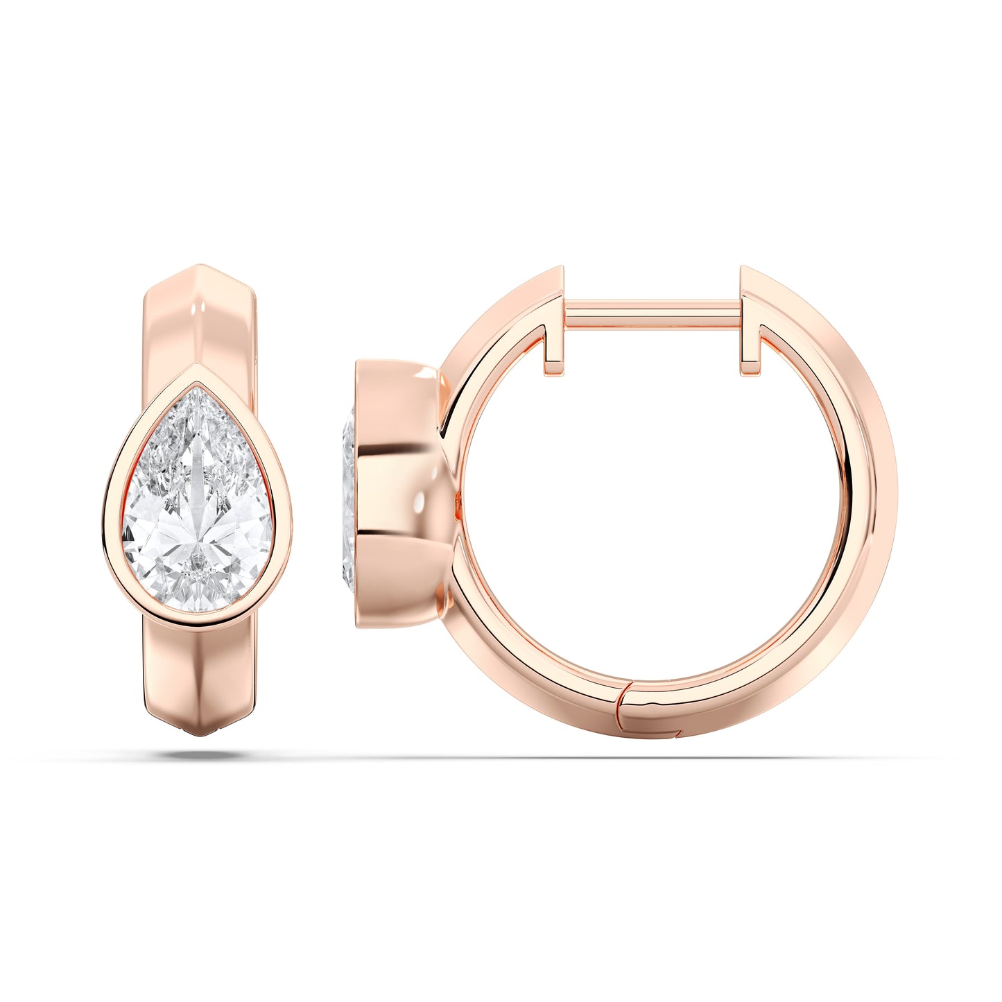 PEAR BEZEL HOOPS EARRINGS