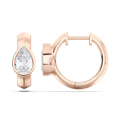 PEAR BEZEL HOOPS EARRINGS