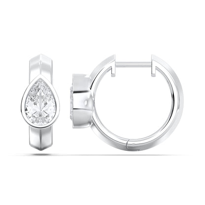 PEAR BEZEL HOOPS EARRINGS