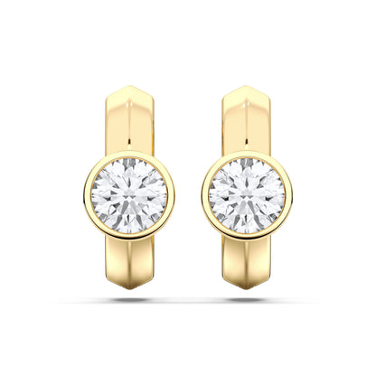 ROUND BEZEL HOOPS EARRINGS