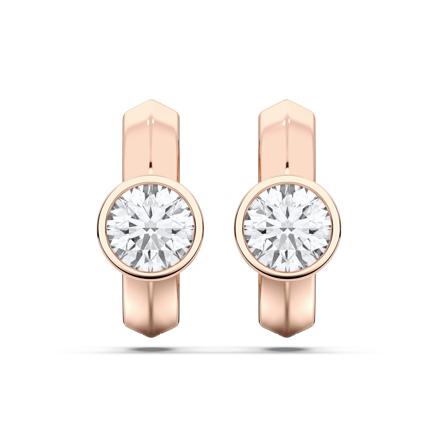 ROUND BEZEL HOOPS EARRINGS
