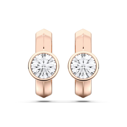 ROUND BEZEL HOOPS EARRINGS