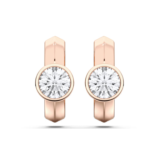 ROUND BEZEL HOOPS EARRINGS