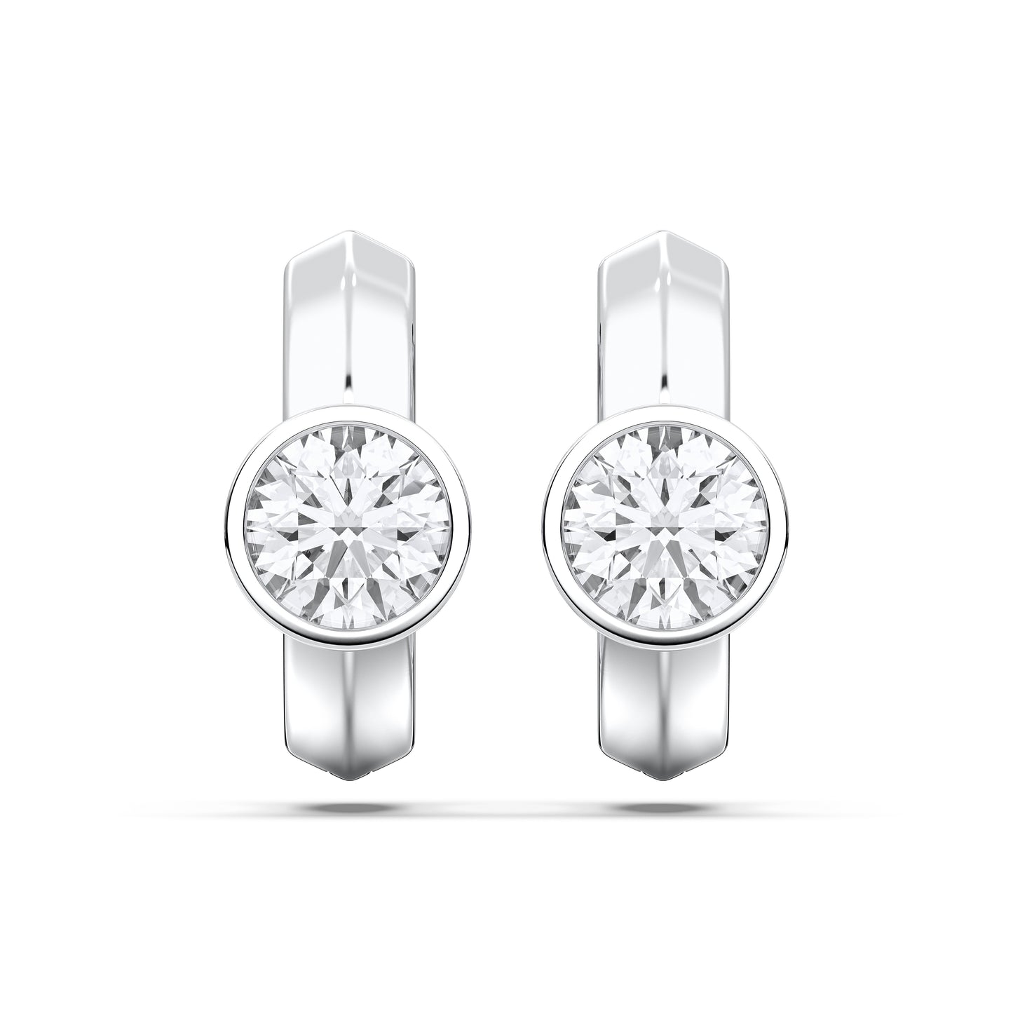 ROUND BEZEL HOOPS EARRINGS