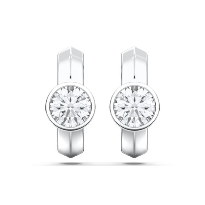 ROUND BEZEL HOOPS EARRINGS