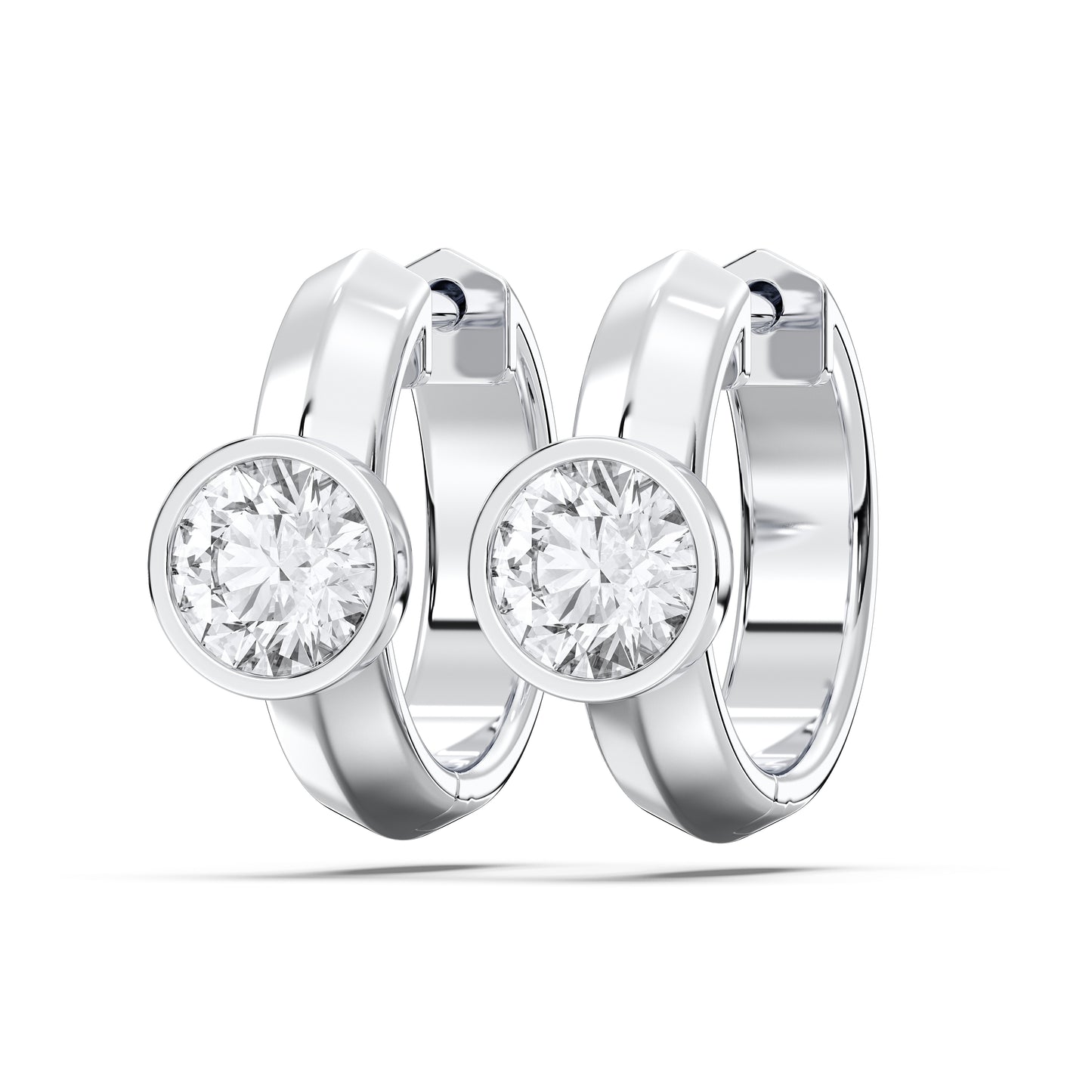 ROUND BEZEL HOOPS EARRINGS