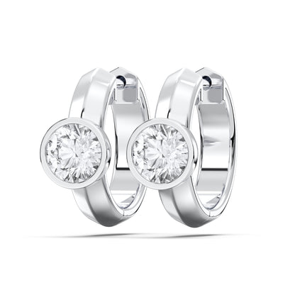 ROUND BEZEL HOOPS EARRINGS