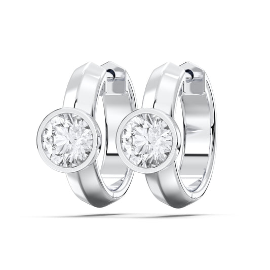 ROUND BEZEL HOOPS EARRINGS