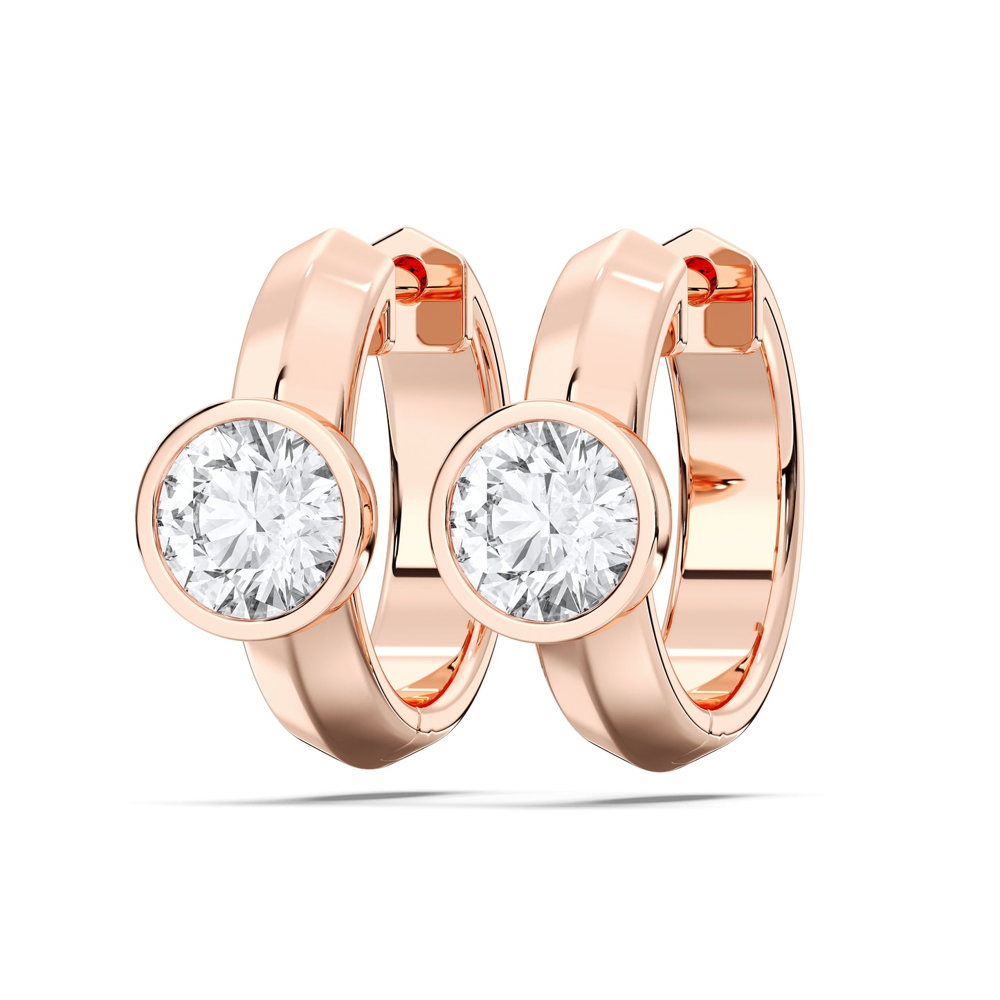 ROUND BEZEL HOOPS EARRINGS