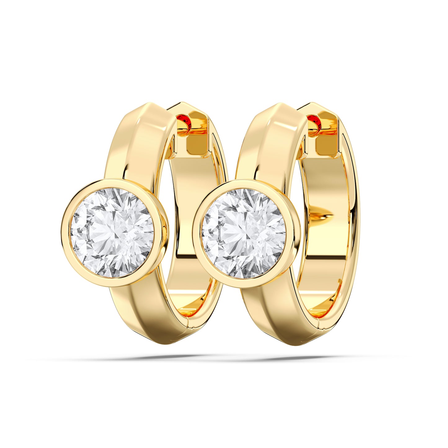 ROUND BEZEL HOOPS EARRINGS