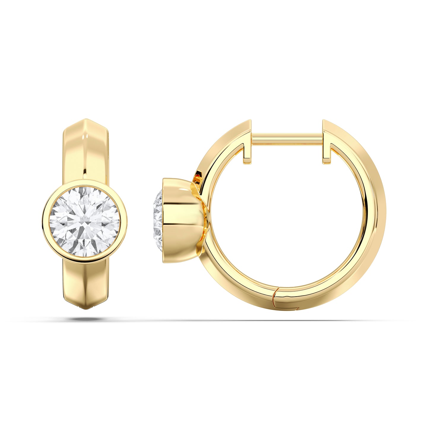 ROUND BEZEL HOOPS EARRINGS