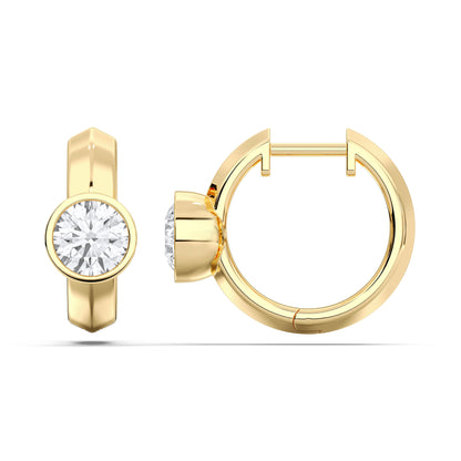 ROUND BEZEL HOOPS EARRINGS