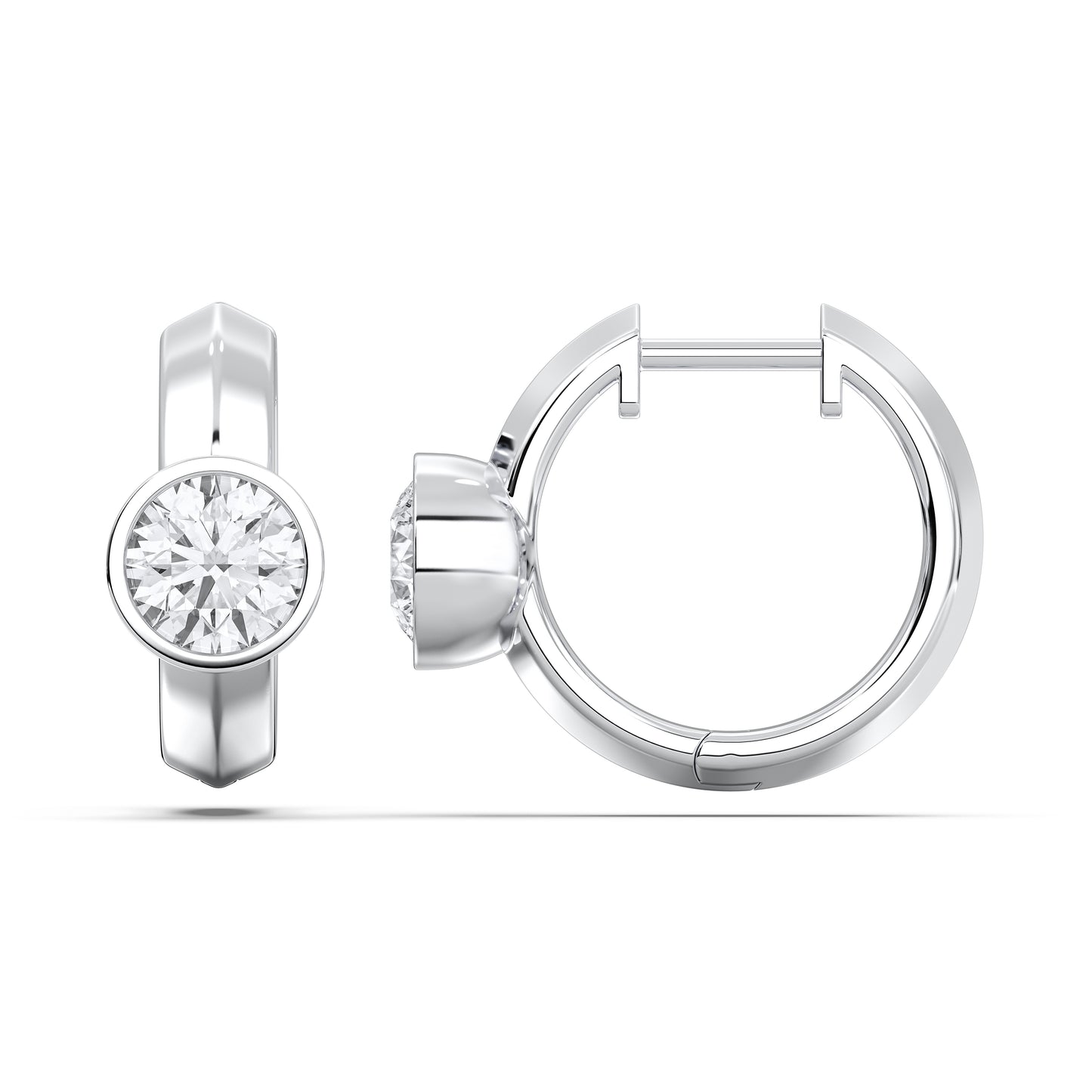 ROUND BEZEL HOOPS EARRINGS