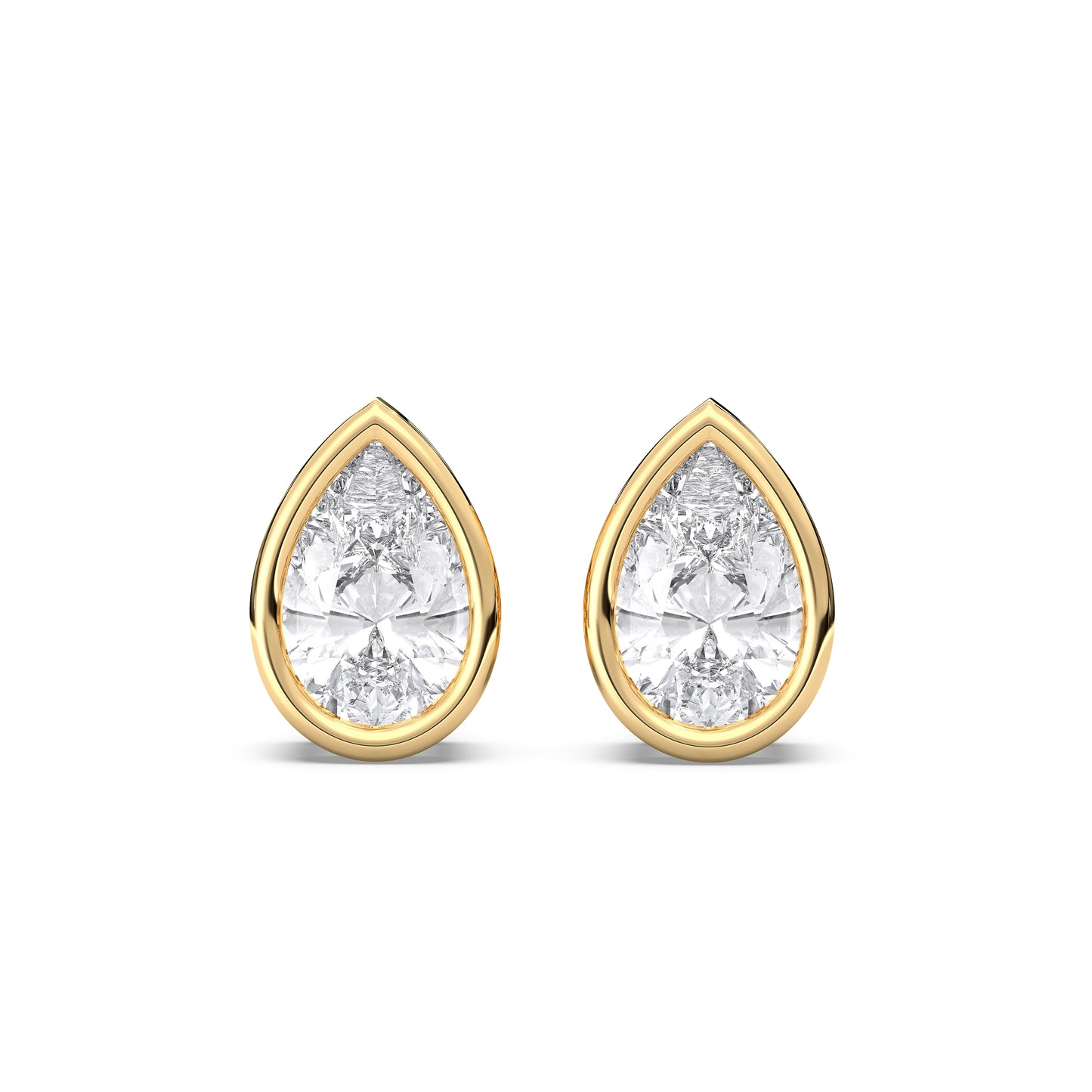 PEAR BEZEL STUDS