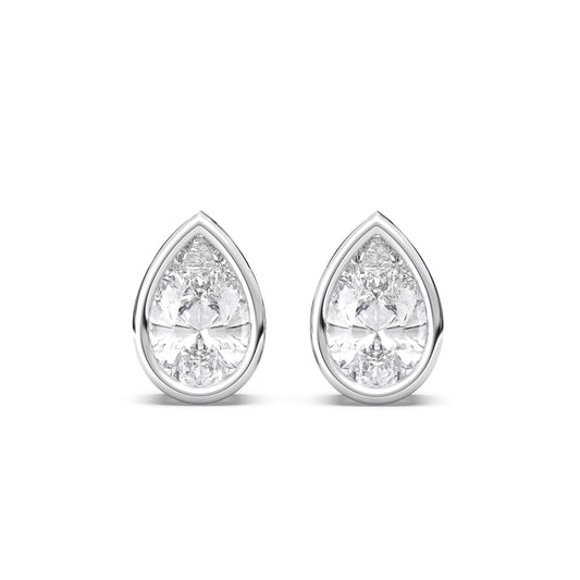 PEAR BEZEL STUDS