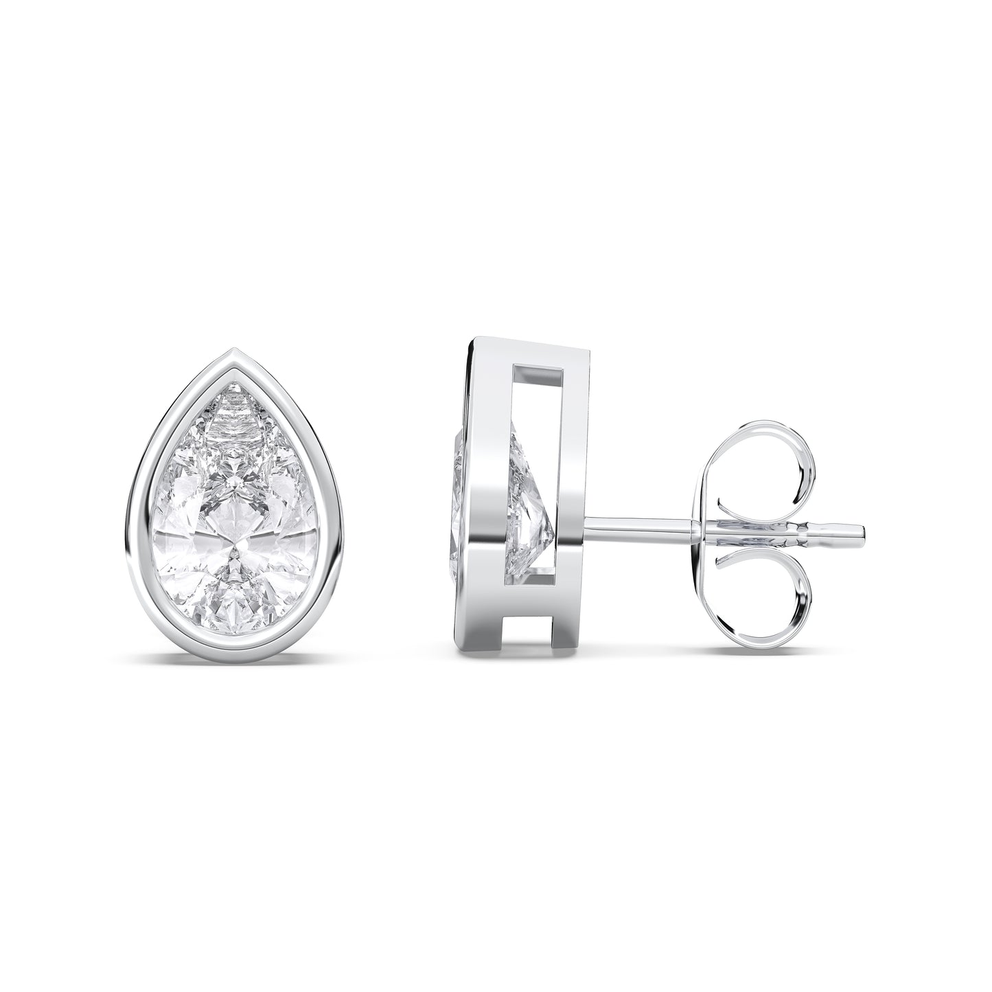 PEAR BEZEL STUDS