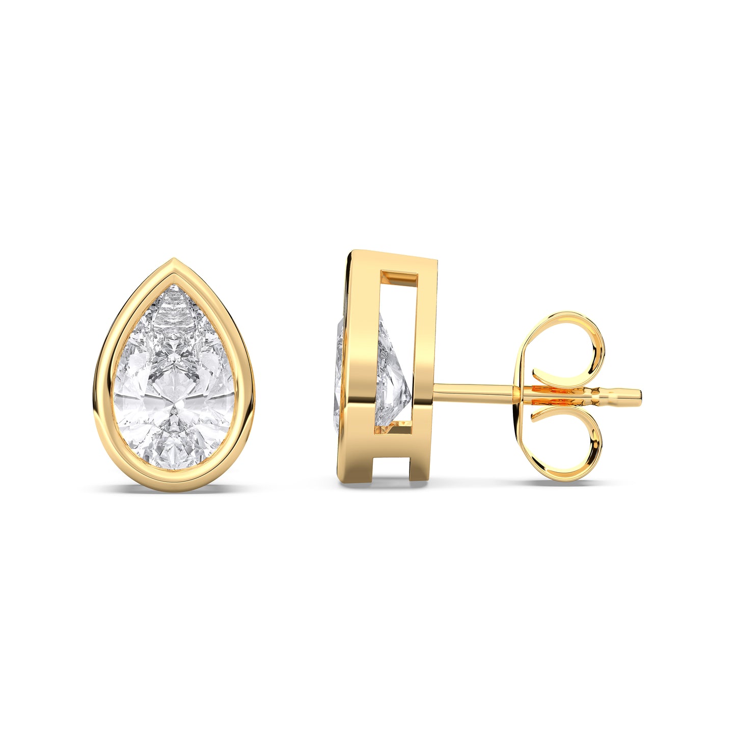 PEAR BEZEL STUDS