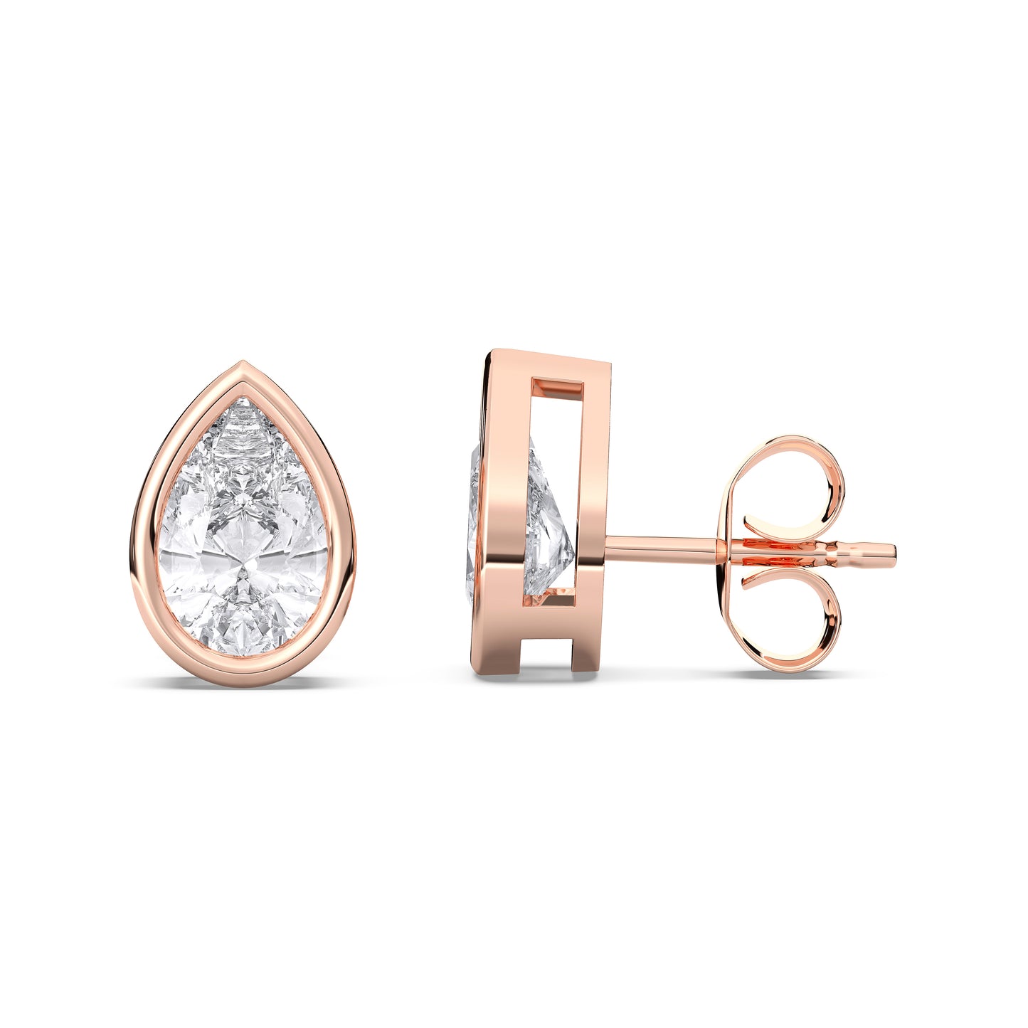 PEAR BEZEL STUDS