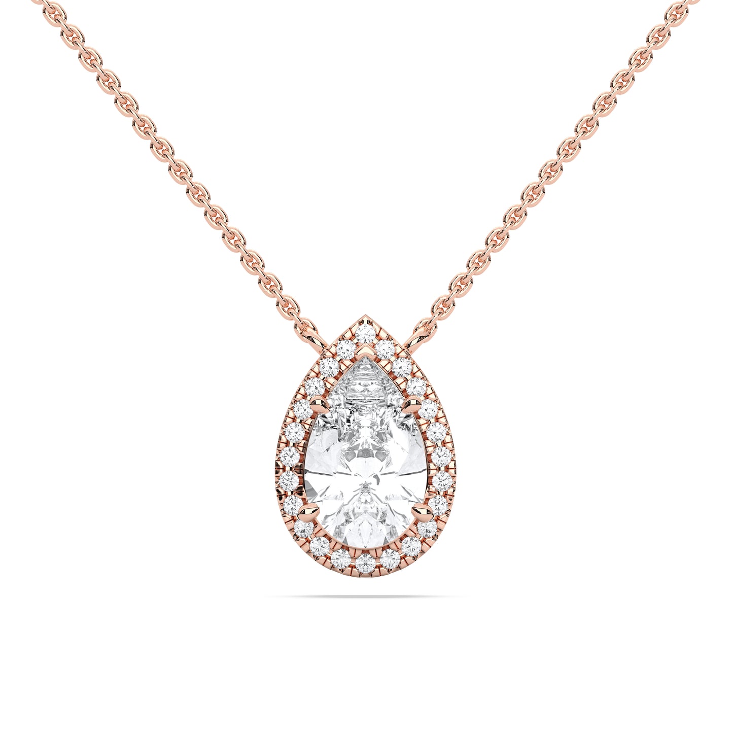 PEAR HALO SOLITAIRE PENDENT