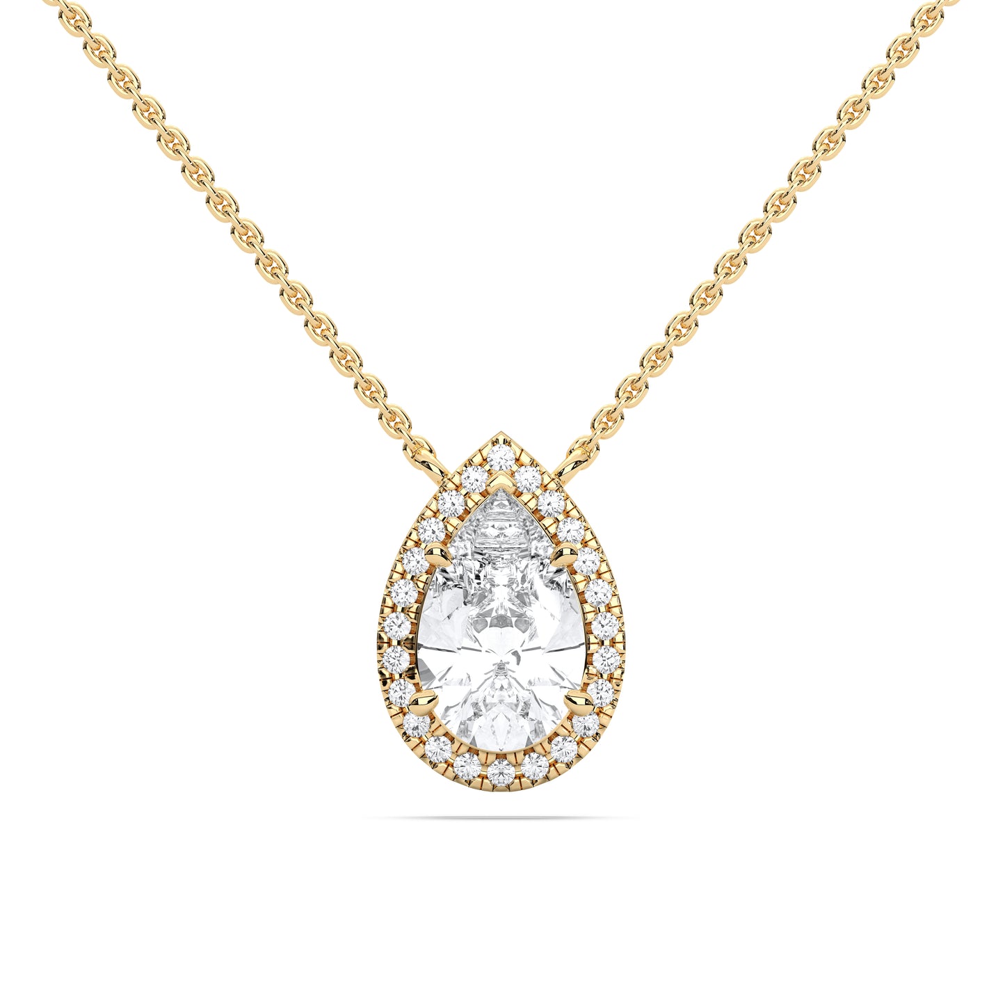 PEAR HALO SOLITAIRE PENDENT