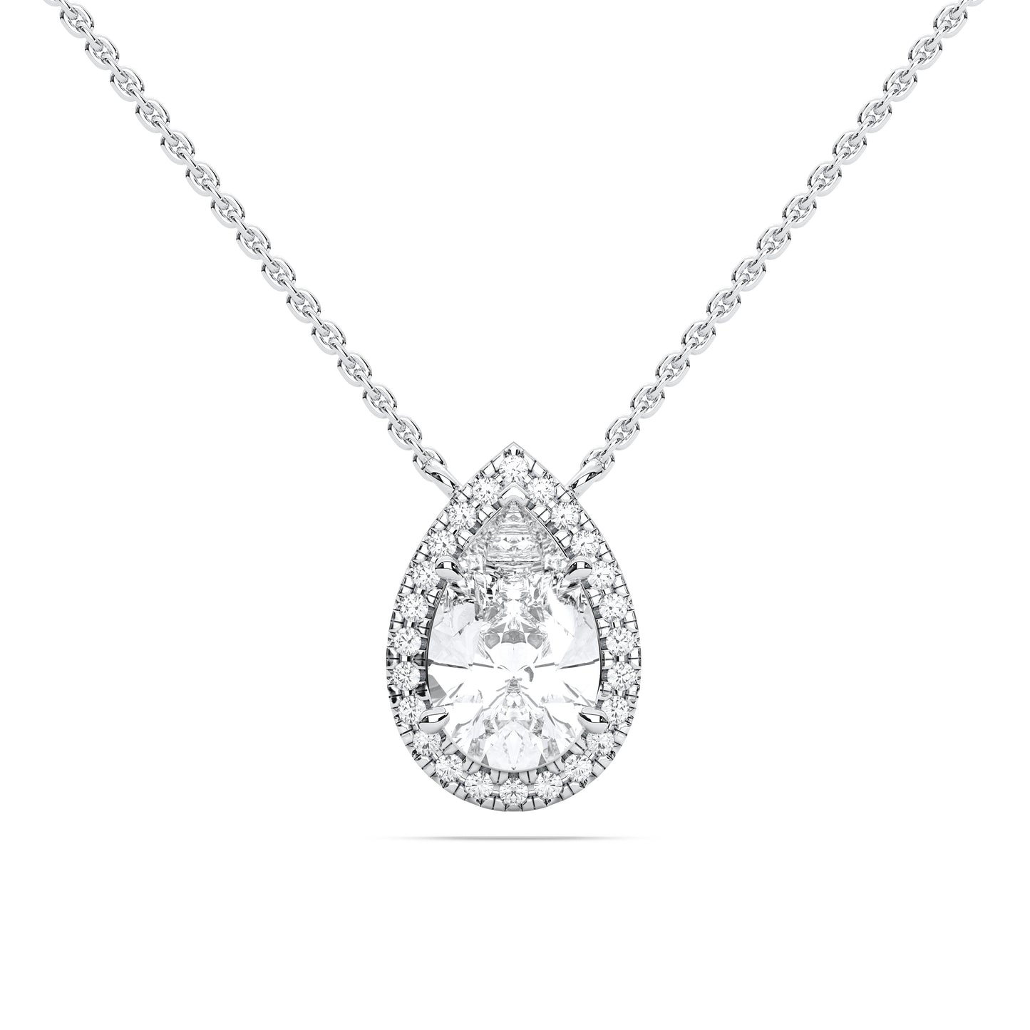 PEAR HALO SOLITAIRE PENDENT