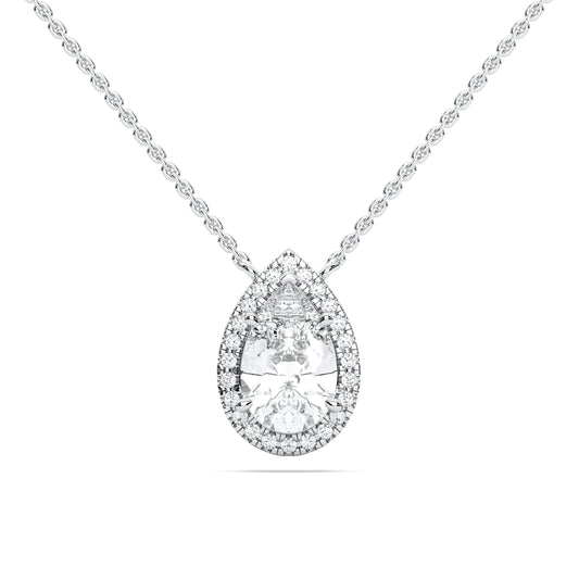PEAR HALO SOLITAIRE PENDENT