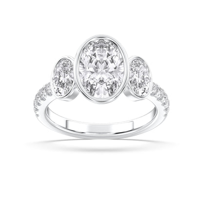 OVAL 3 STONE BEZEL WITH SIDE STONE RING