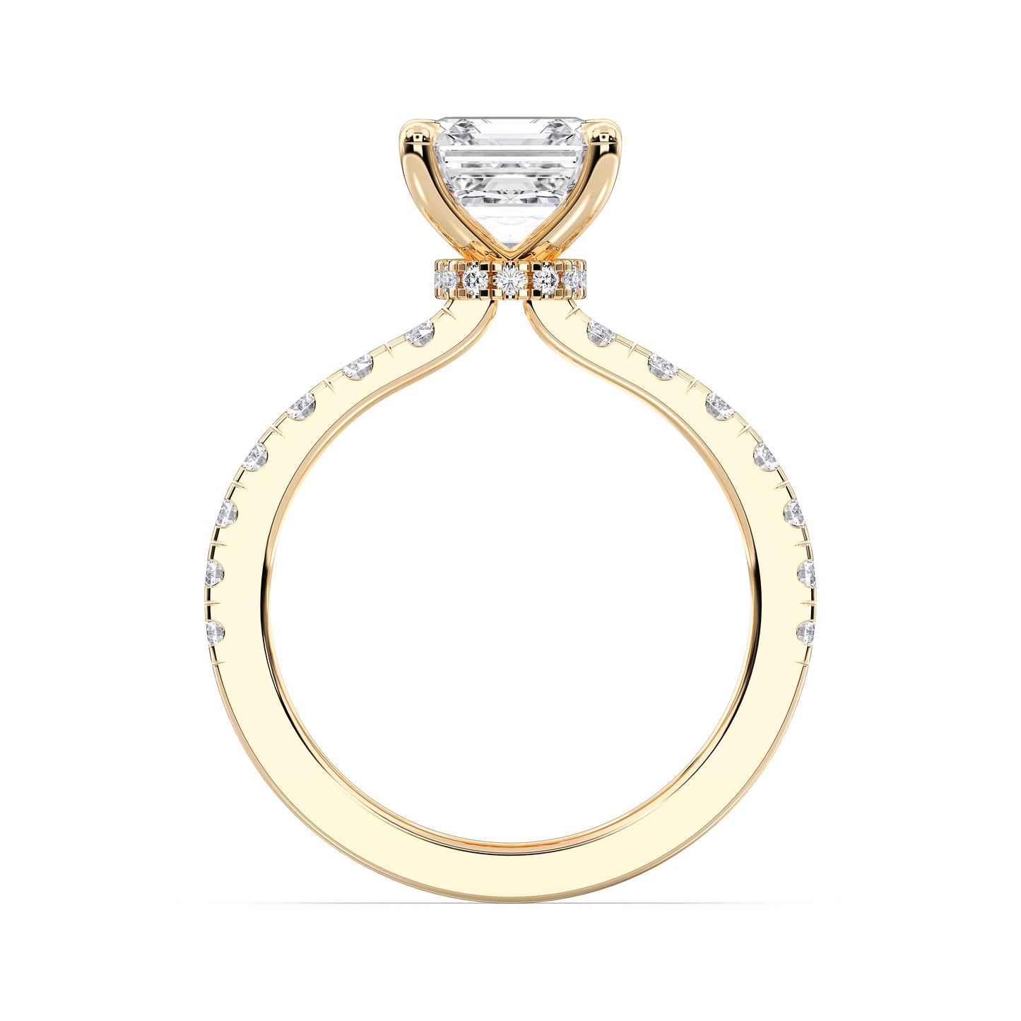 SQ.EMERALD HIDDEN HALO (COLLAR) WITH SIDE STONE