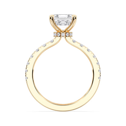 SQ.EMERALD HIDDEN HALO (COLLAR) WITH SIDE STONE