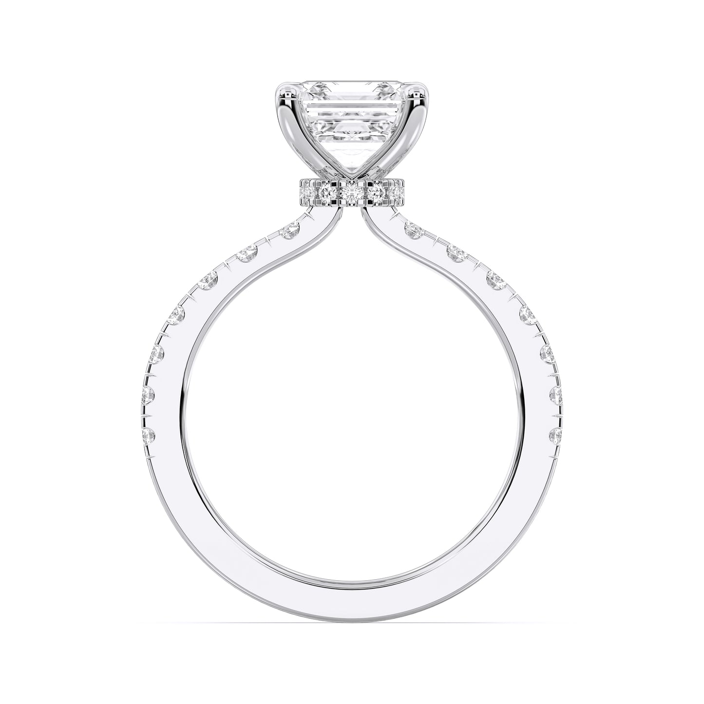 SQ.EMERALD HIDDEN HALO (COLLAR) WITH SIDE STONE