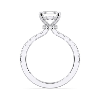 SQ.EMERALD HIDDEN HALO (COLLAR) WITH SIDE STONE