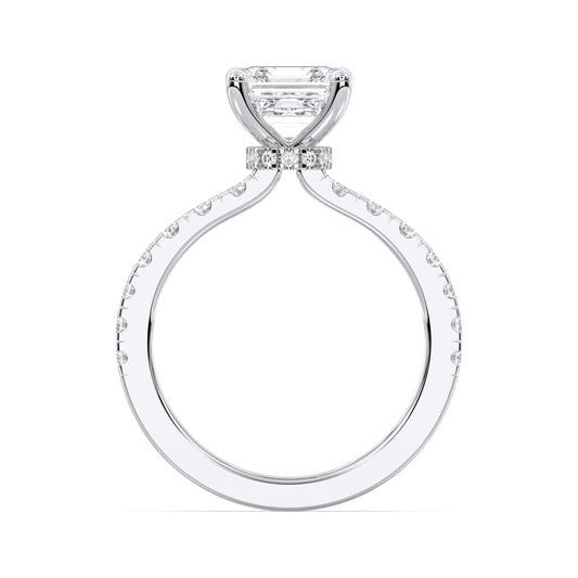 SQ.EMERALD HIDDEN HALO (COLLAR) WITH SIDE STONE