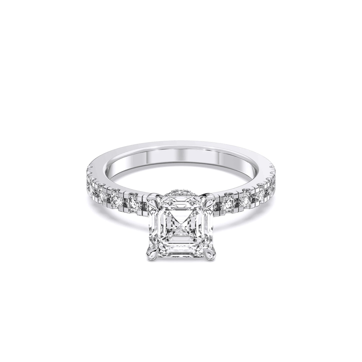SQ.EMERALD HIDDEN HALO (COLLAR) WITH SIDE STONE