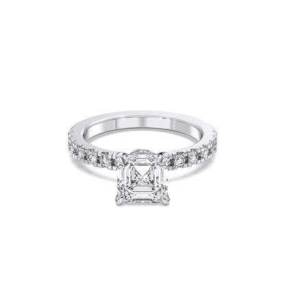 SQ.EMERALD HIDDEN HALO (COLLAR) WITH SIDE STONE